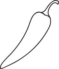 Minimalist Line Art Illustration of a Jalapeno Pepper Simple Black Outline Against a White Background Spicy Food Concept