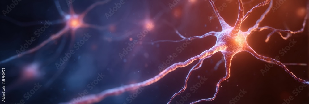 Poster Glowing Diagram of the Nervous System Highlighting Synapses Against a Gradient Background
