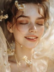 Whispers of Serenity Embrace Her Softly in Light