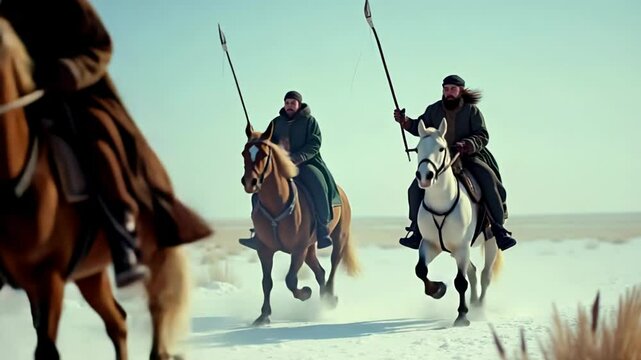Mongol cavalry practice in the 13th century featuring slow motion archery with arrows captured mid-flight.