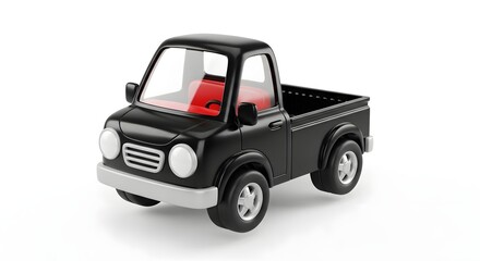 Black Pickup Truck Toy on White Background