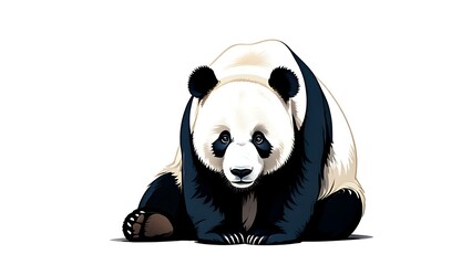 Naklejka premium Adorable Panda Bear Illustration on White