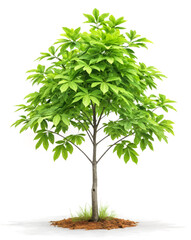 Lush Green Sapling Tree Isolated on White Background Perfect for Spring or Summer Designs and Nature Themes