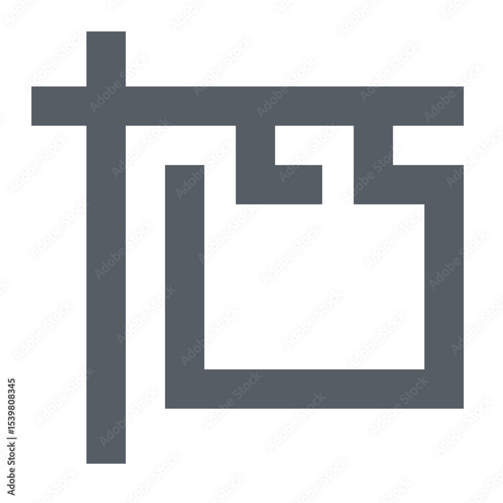 Aufkleber abstract gray shape resembling a stylized character with geometric and angular design elements prese
