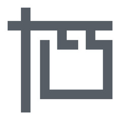 Fototapeta premium Abstract gray shape resembling a stylized character with geometric and angular design elements present