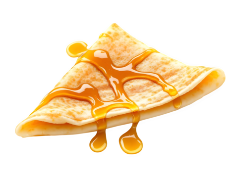 Ai generated image of crepe with syrup isolated on transparent background - Powered by Adobe