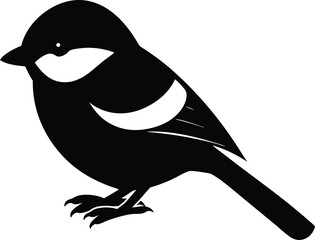 Chickadee silhouette vector art illustration and minimal black and white design © Nitai Bhowmik