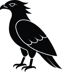 Crested Serpent Eagle silhouette vector art illustration