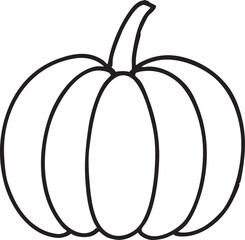 Simple Black and White Pumpkin Outline for Coloring and Halloween Decorations or Autumn Themed Crafts Projects