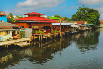 View of Klong Bang Luang , it is a famous landmark in Bangkok, Thailand