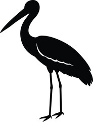 Obraz premium Painted Stork silhouette vector art illustration and minimal black and white design