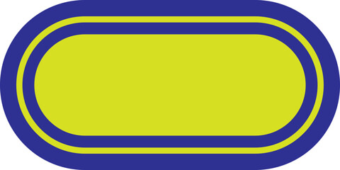 Colorful oval shape with blue border and yellow center design.
