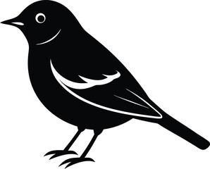 Warbler Bird silhouette vector art illustration