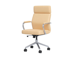 Fototapeta premium Modern Executive Office Chair with Armrests and Swivel Wheels Isolated on White Background 