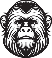 Capuchin Monkey Simple Black and White Vector Illustration