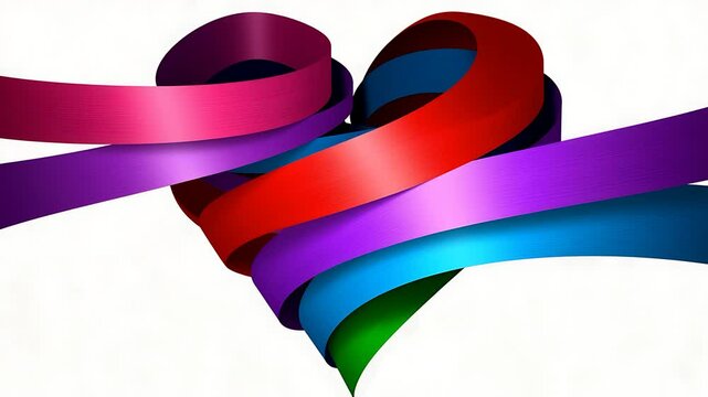 Abstract Colorful Ribbon Heart Design