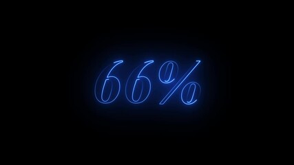 Glowing neon number discount big offer sale business animation. Discounts sixty-six 66% off percent stickers animation , Futuristic discount of Sale Up to 66 Percent