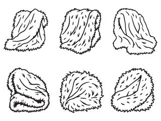 faux fur throw cozy warm soft blanket line art vector