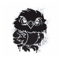 Eagle spray icon isolated on white background. Eagle graffiti icon sprayed in black on white background. Vector illustration.