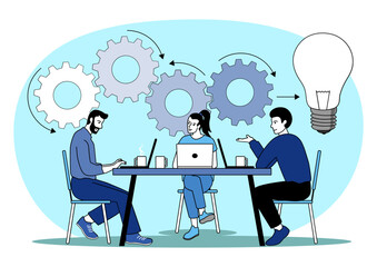 Teamwork, collaboration, thinking process, brainstorming Concept