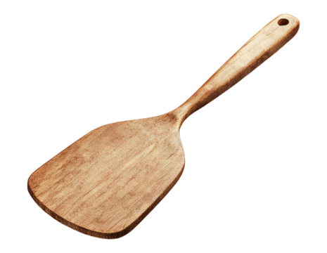 Wooden Cooking Spatula for Serving and Flipping Food in Kitchen Isolated Transparent Background - Powered by Adobe
