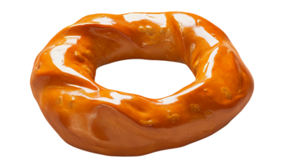 Freshly Baked Soft Pretzel with Golden Brown Glaze and Texture Isolated Transparent Background