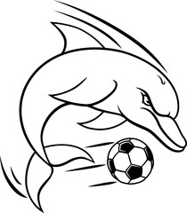 Dolphin animal mean tough soccer football sports team mascot hitting a soccer ball