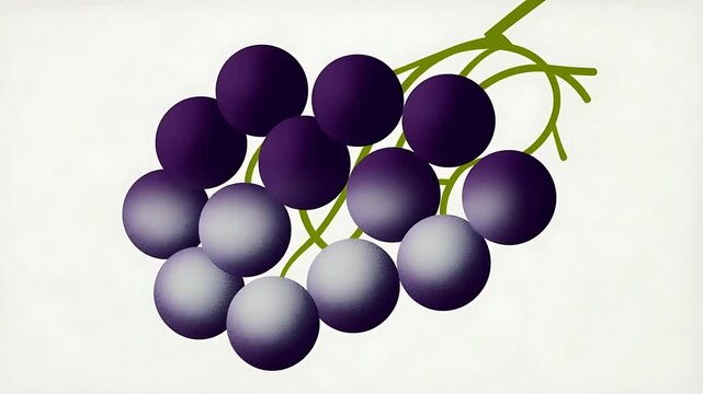 Stylized Grape Cluster, Minimalist Fruit Illustration