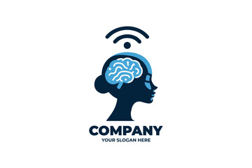 Obraz premium Flat Wireless Mind Logo