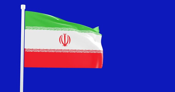 Iran flag on monochrome background. 3d render video.
