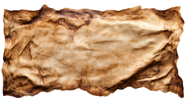 A Textured Canvas Burnished Parchment Reclaimed and Ready for Artistic Expression isolated on white background