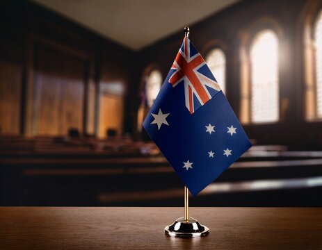 small australian flag placing in the courtroom