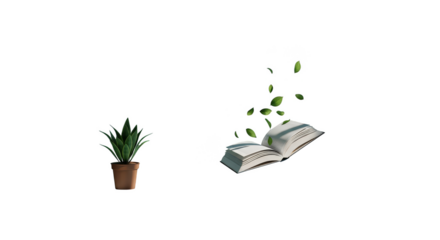 Botanical knowledge blooms from open book