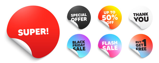 Super red sticker tag. Special offer paper price tags. Super tag. Special offer sign. Best value promotion symbol. Discount, black friday sticker. Promo banner. Vector
