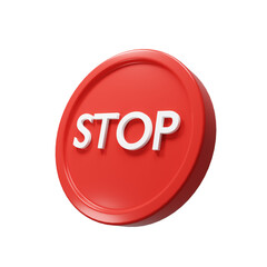 Perspective Circle Red Stop Sign 3d Render Illustration Icon