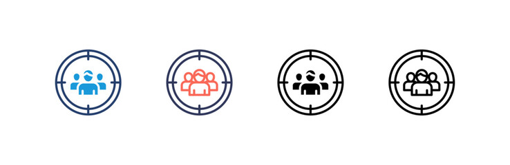 Target Audience icon set multiple style collection
