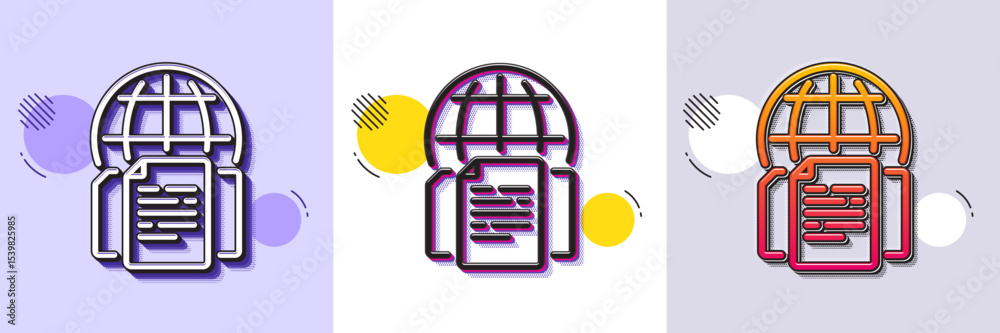 Poster internet documents line icon. halftone dotted pattern. gradient icon with grain shadow. doc file pag
