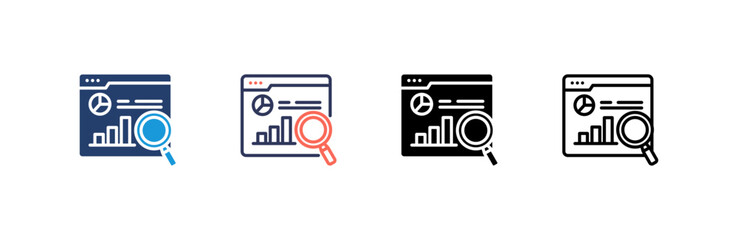 Market Research icon set multiple style collection