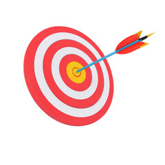 A vivid dartboard with an arrow hitting the bullseye.