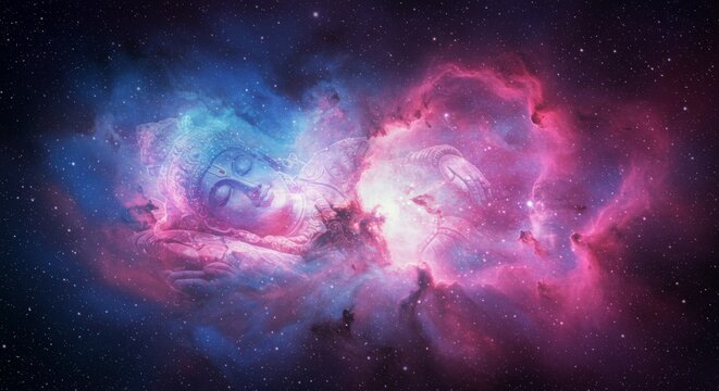 Cosmic representation of sleeping Vishnu, abstract background