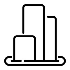 An illustration showing three vertical bars of varying heights with rounded edges on a horizontal base