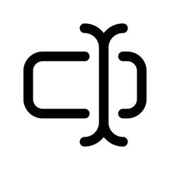 Illustration of a text selection cursor with rectangular shapes on either side of the cursor line