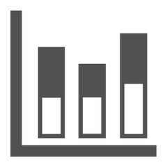 A simple bar graph illustration showing three bars of varying heights on a gray background chart data