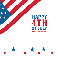 Obraz premium Happy 4th of July Independence Day Banner with Flag, USA Patriotic Stars and Stripes Graphic for July Fourth, American Independence Day Celebration Poster Design.