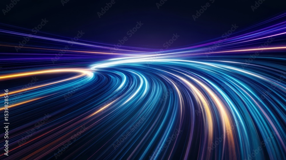 Poster dynamic backdrop with accelerated speed, glowing trails creating visionary presentation visuals