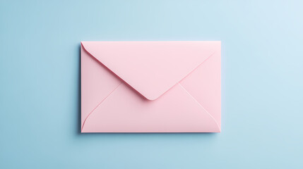A Pale Pink Envelope on a Light Blue Background 