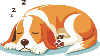 hand drawn dog sleeping nearby vector isolated on white background illustration for cliparts, sticker, print, pet shop.