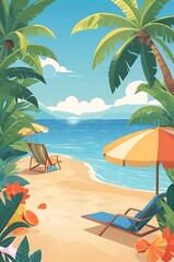 Obraz premium tropical beach with palm trees