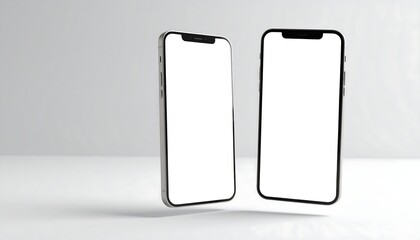 Two Smartphones with Mockup, and White Background.
