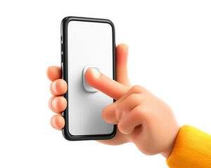 Cartoon Hand Using Smartphone with Blank Screen, PNG